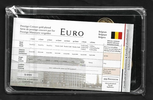 Belgio Euro Prestige Coinset, oro e rodio, oro 24 carati, nuovo, IMBALLO ORIGINALE, 2004-2009 - Foto 2 di 2