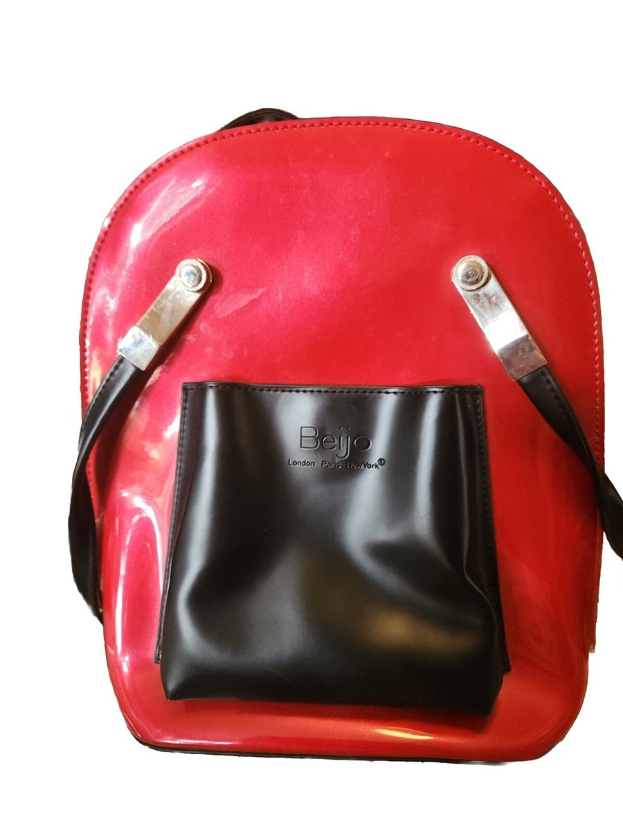 Style Vinyl Backpack Purse Beijo Paris Red Multifuction Backpack