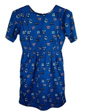 Modcloth Yumi Women's Size 2/4 Small Blue Telephone Dress Pockets Retro Vtg Vibe