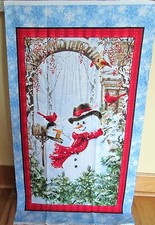 1 Sweet "Snowman" Christmas Quilting/Wallhanging Crafting Fabric Panel