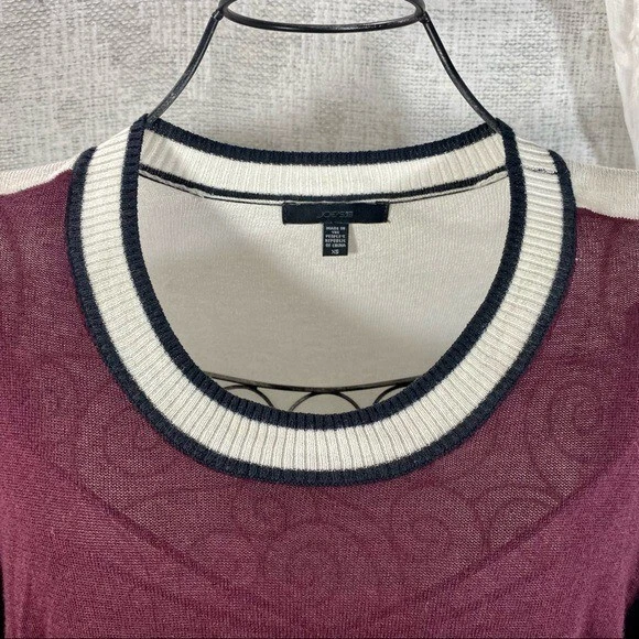 Joe's牛仔裤勃艮第拼色毛衣 XS 码 — 第 2/4 张图片