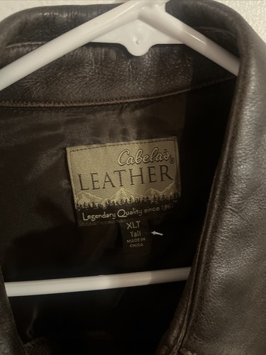 Cabelas Outdoor Wool Shacket Leather Collar Shirt Jacket Mens XL Tall Mid-Weight - Picture 2 of 18