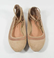 Christian Siriano for Payless Beige Ankle Strap Ballet Flats Shoes Sz 7.5W