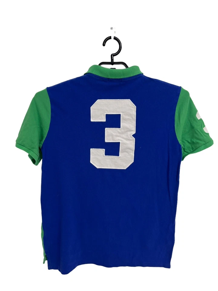 Винтажная футболка поло от Ralph Lauren для мальчика с коротким рукавом зеленая и синяя размер XL - Изображение 2 из 4