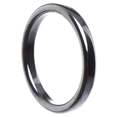 Thin Hematite Ring 3mm Flat Grey Dark Grey Narrow Plain Stone Ring
