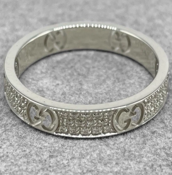 ANELLO GUCCI ORO BIANCO 18KT CARATI E DIAMANTI ICON STURDUST ETERNITY UOMO DONNA - Immagine 3 di 4