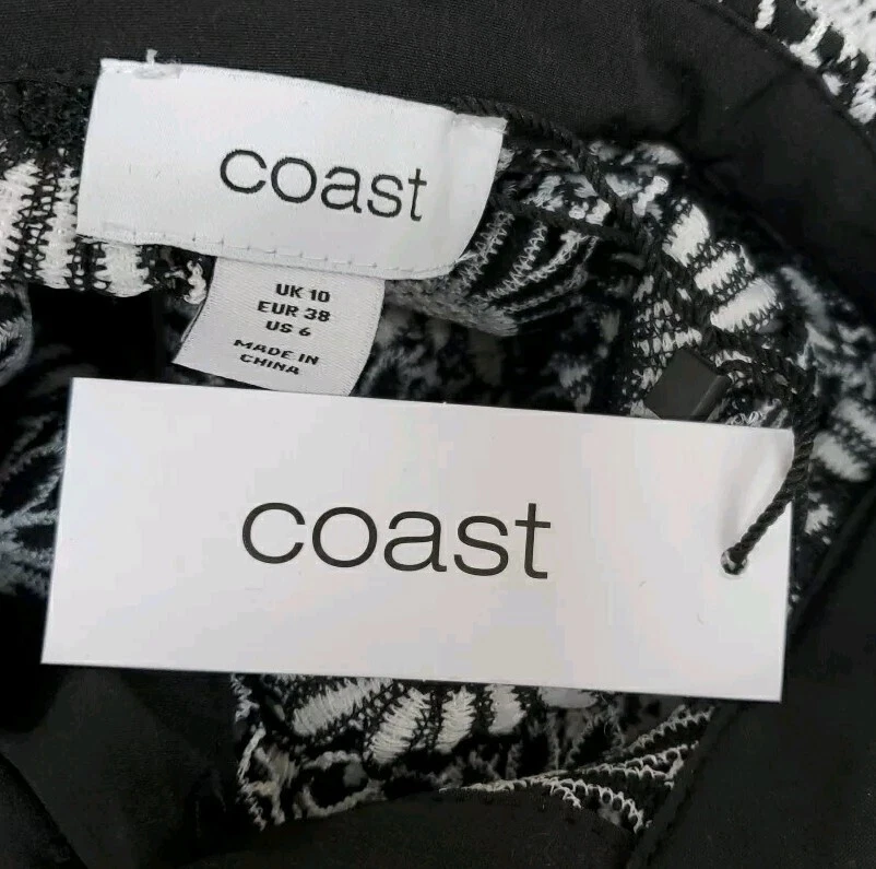 Vestido Camisa New Coast Lisa Tan Mono Floral Forrado de Renda Preto/Branco Tamanho 10 - Imagem 4 de 4