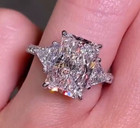 Moissanite Three Stone Engagement Wedding Ring 925 Silver 4Ct Radiant Cut White