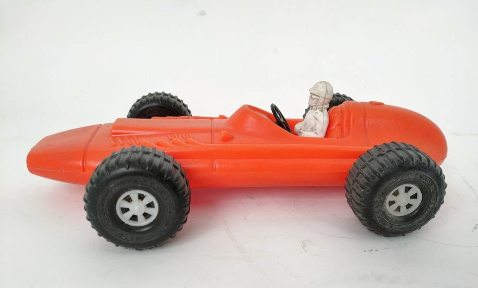 Grande Auto modellino F1 vintage Anni70 plastica PVC Soffiata/ Pilota 40cm -XXX - Immagine 4 di 4
