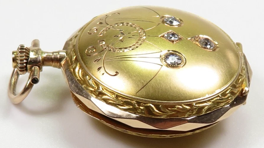 Antique Diamond Louis Audemars Diplome D’Honneur Hunting Case Pocket Watch 14KY - Image 3 of 4