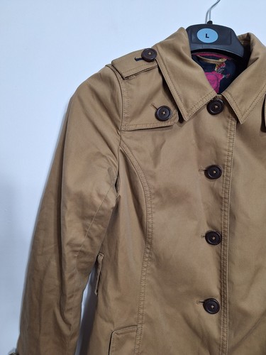Joules Trench Coat Maycroft Dkchino Brown Size UK 08 Womens US 04 Long Sleeve - Picture 3 of 24