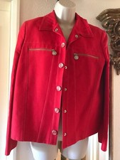 Vintage Versace Red Pure Cotton Jacket Lined Size It 44 New, Uk 10-12