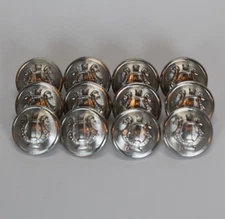 Waterbury Button Co. - 12 Pcs - Military Band Lyre Buttons - Nickel - Wire Shank