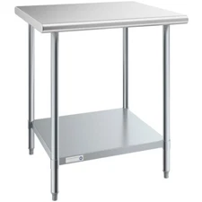 30"W x 30"L Stainless Steel Prep and Work Restaurant Table with Undershelf