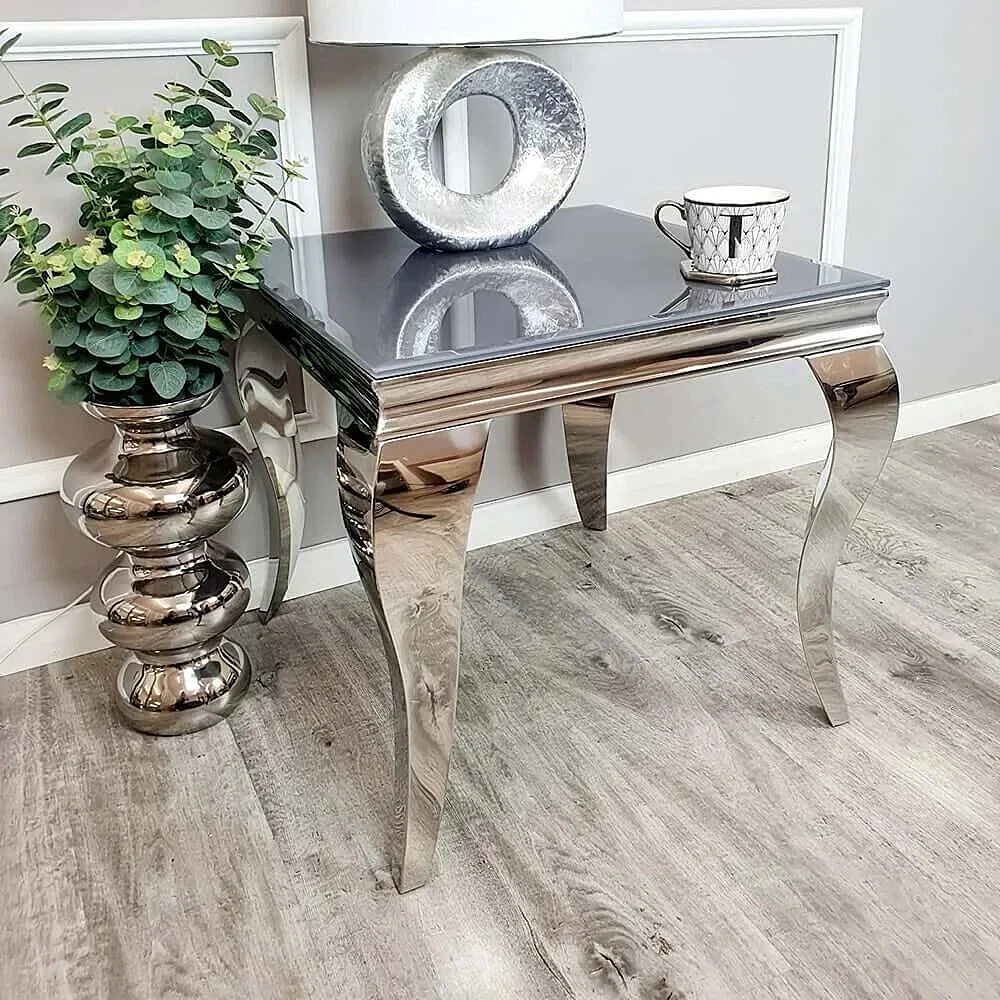Rixos Grey Marble Lamp Table Sofa Side Coffee Bedside Living Room