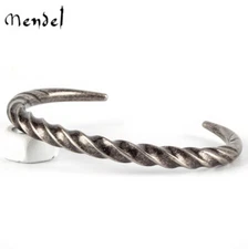 MENDEL 7 Inch Stainless Steel Mens Vintage Mobius Horn Cuff Bangle Bracelet Men