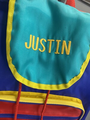 VINTAGE 90s JUSTIN EMBROIDERED BACKPACK LILLIAN VERNON KIDS | eBay