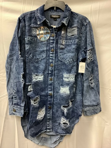 Thrill Jeans Womens Denim Jacket Blue 