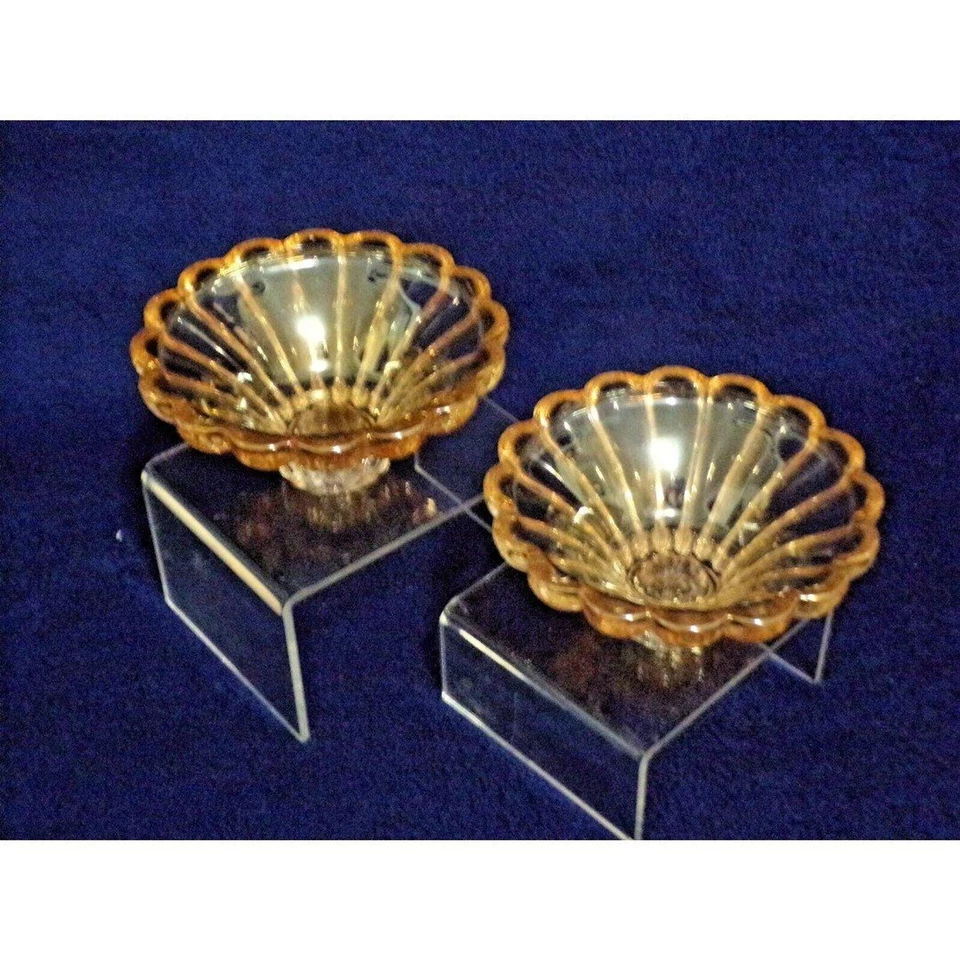 Juego de 2 candelabros vintage de vidrio de carnaval melocotón Foto 2 de 2