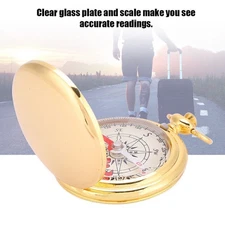 Portable Folding Brass Pocket Watch Style Compass Ring Keychain Outdoor Camping