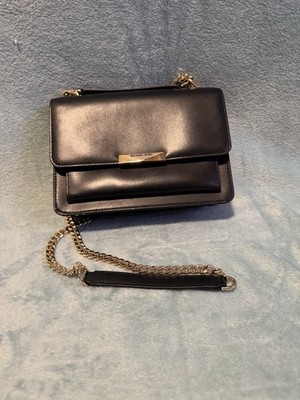 Michael Kors Jade Large Compact Shoulder Bag In Black With Gold Chain Strap
