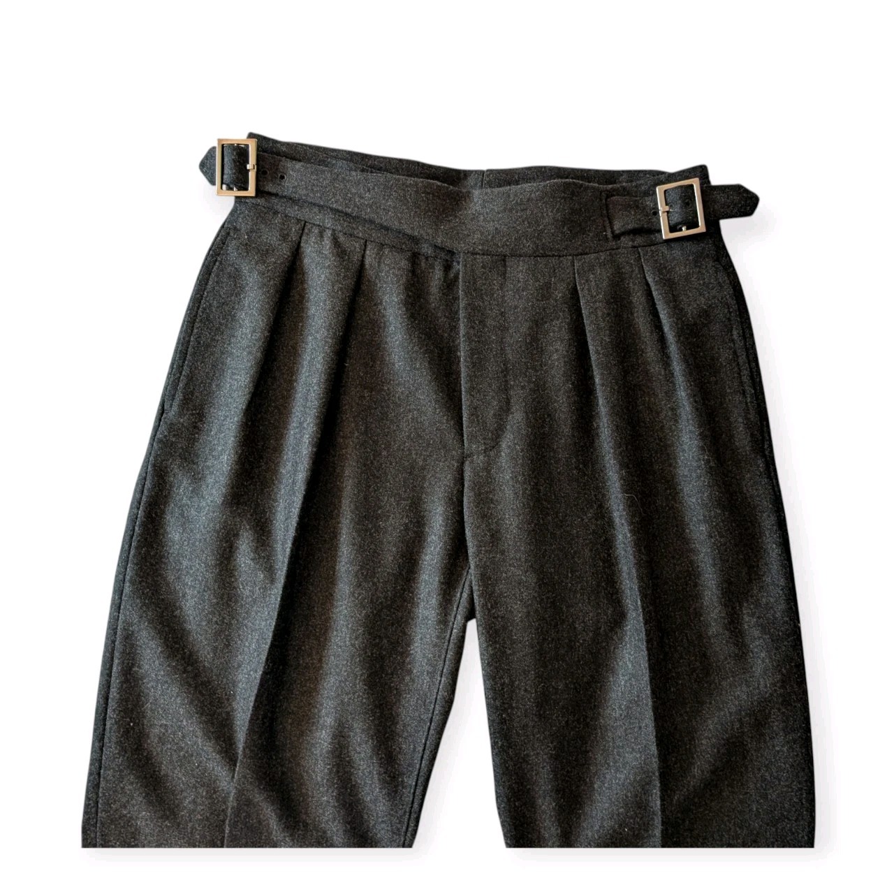 Dunhill Men's Gurkha Trousers Charcoal Flannel Caruso Made Size IT48