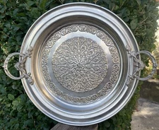 Vintage Repousse Silver Metalware Tray Made In Sarajevo Yugoslavia Ornate