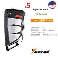 5pcs Xhorse Xekf20en Super Remote Key 4 Buttons Built-in Super Chip Us