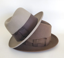 (2) SOMBREROS FEDORA VINTAGE AÑOS 50 LEE QUINTA AVE BLOQUE DE AGUA FIELTRO ESPARTANO TALLA 7
