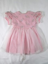 Vintage 1950s Cater Frock New Braunfels TX Baby Dress Pink Sheer Overlay 9-12M