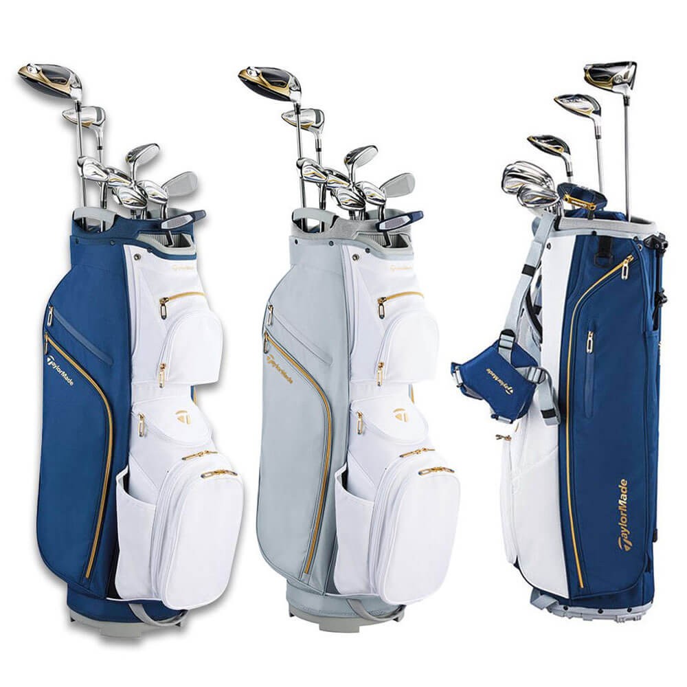 TaylorMade Womens Kalea Gold Complete Golf Package Set – Cart Bag – Cart Bag – GREY/WHITE – RIGHT