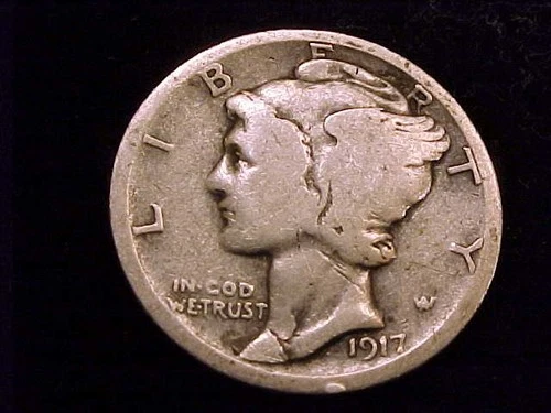 1917-D  Mercury Dime, Good Grade