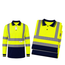 Hi Vis Reflective Polo T-Shirts – Long Sleeve Safety Workwear PPE MultiPacks