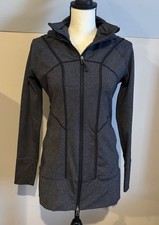 Athleta Dark Gray Rishi Yoga Fitted Hooded Full Zip Jacket Women s Size Small
