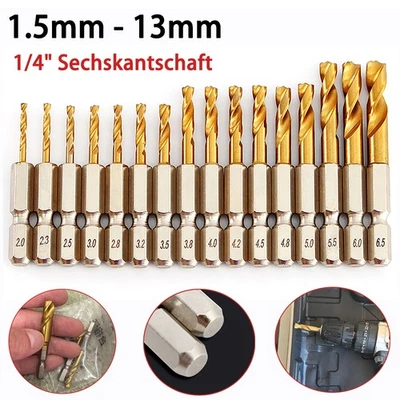 HSS Bohrer Satz 1.5mm - 13mm mit 1/4" Sechskantschaft Metallbohrer Spiralbohrer - Bild 1 von 4