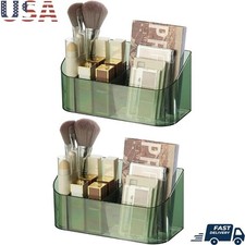 2 Pcs Makeup Organizer Tray Acrylic W/ 9 Compartments Cosmetics Storage