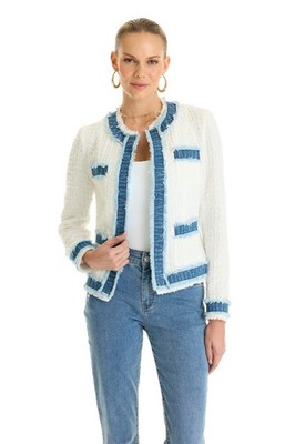 Julia Tweed Jacket Denim/White  THE NOLI SHOP