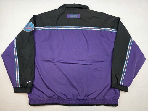 Vintage Pro Player Arizona Diamondbacks Jacket Windbreaker Black Purple MLB 2XL - Picture 9 of 12