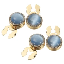 4Pcs Button Cover Cufflinks for Men, Shiny Cat's Eye Effect, Gold Blue