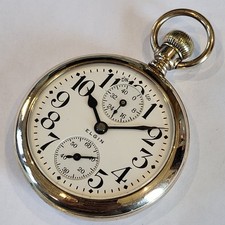 L43 SCARCE 1918 ELGIN 21j FATHER TIME UP DOWN WIND INDICATOR RUNS A+! SERVICED!