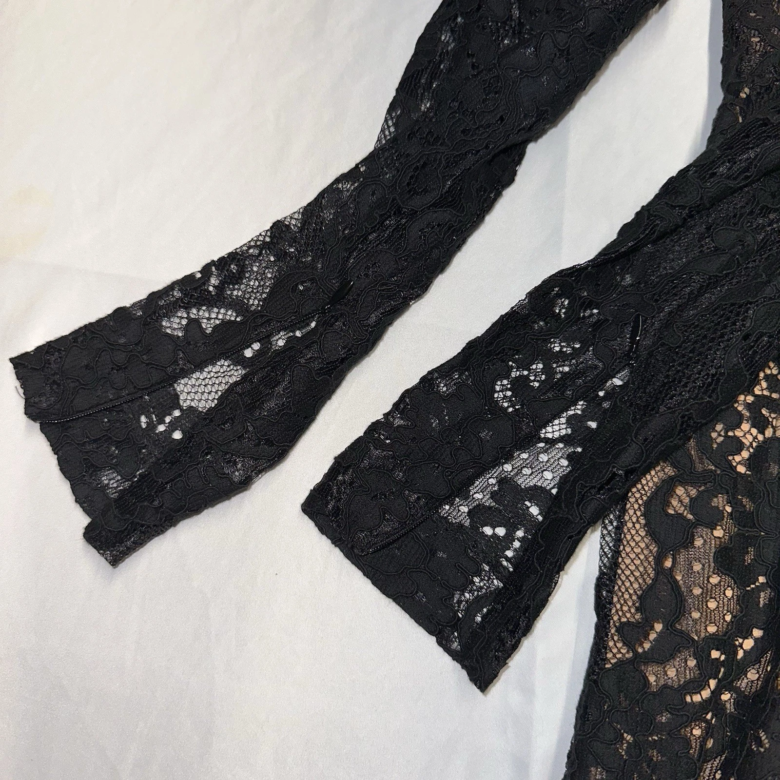 MICHAEL KORS abito donna media lunghezza manica lunga pizzo nero taglia 2