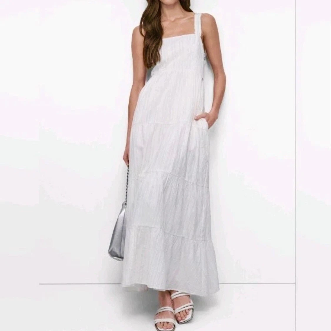 dkny tiered stretch cotton maxi dress DKNY Tiered Stretch Cotton Maxi Dress in Black