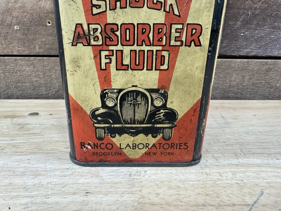 Amortecedor Houdaille antigo da década de 1930 fluido óleo de estanho lata de automóvel lata de 1 litro - Imagem 3 de 4