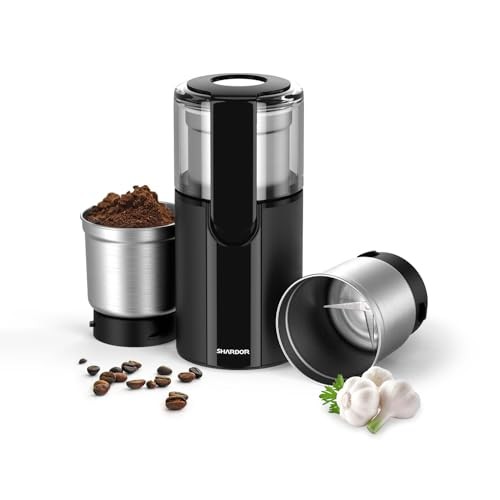 SHARDOR Coffee and Spice Grinder Electric, 2 Removable Stainless Steel Cups