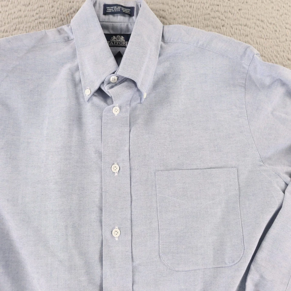 Camisa Stafford Para Hombres M 15 32/33 Azul Oxford Algodón Poliéster Informal OCBD EE. UU. Foto 2 de 4
