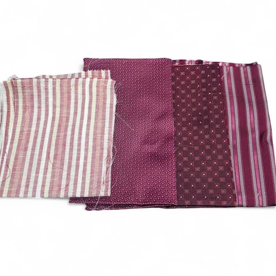 Lote de 7 piezas de restos de tela de seda 100 % italiana rojo granate costura hágalo usted mismo Foto 4 de 4