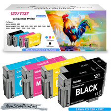 Compatible 5PK Epson 127 Ink 2BK CMY for WF-3520 WF-3540 WF-7010 WF-7510 WF-7520