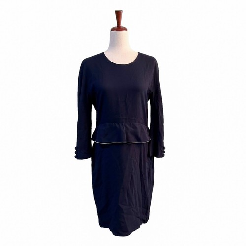 Sonia Rykiel, Sonia Rykiel Women's Vintage Navy Blue Dress Medium Size US 8 10 Peplum Sheath