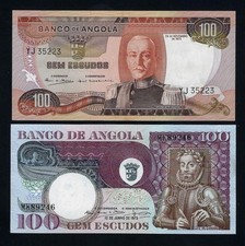 Portugal Angola SET 100 + 100 Escudos 1972 AND 1973 P-101 and P-106 UNC