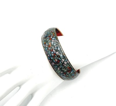 Vintage Matisse Renoir Gorgeous Grays Pink Red Enamel Bangle Bracelet